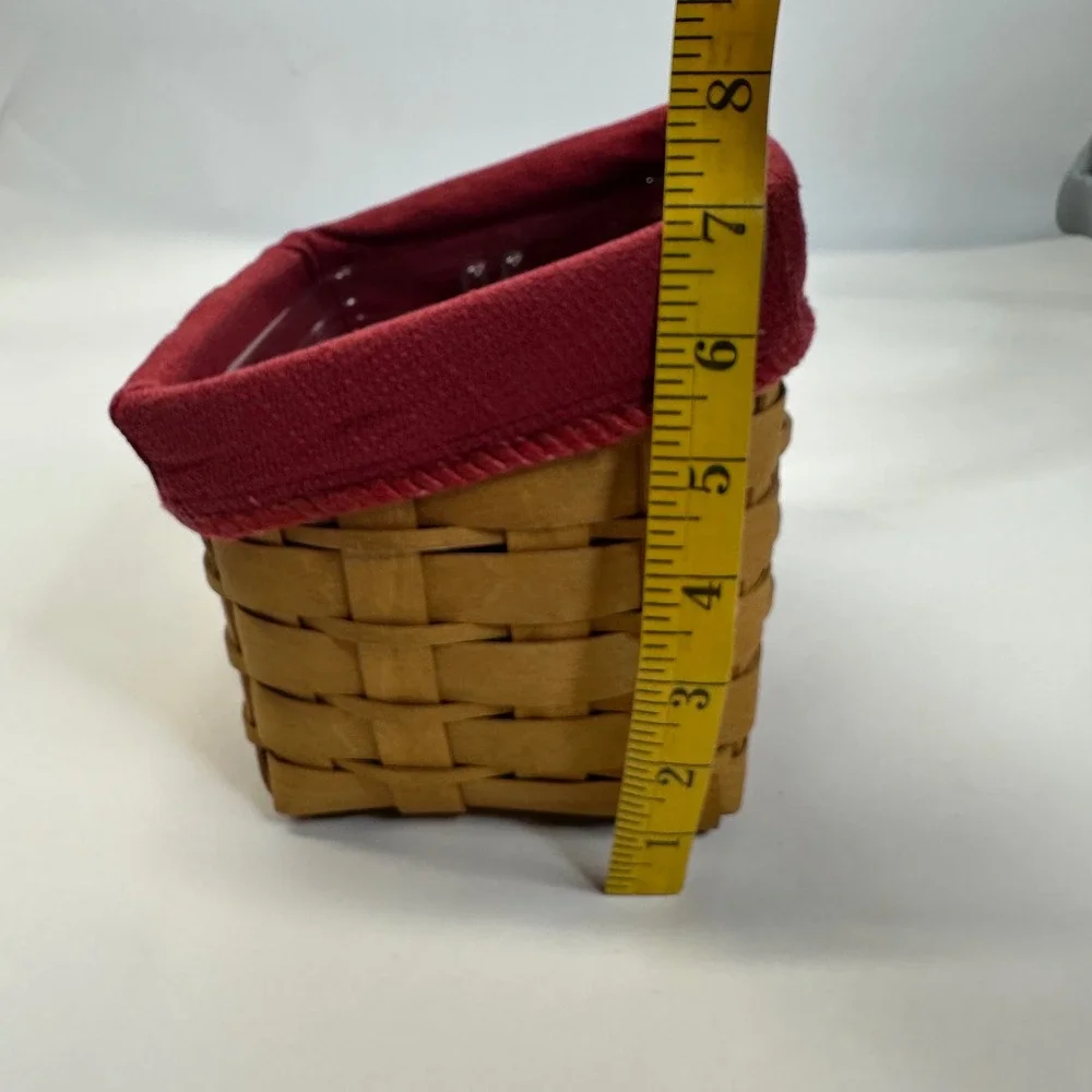 Longaberger 2008 TV Time Woven Wood Basket Red Fabric Liner Plastic Protector
